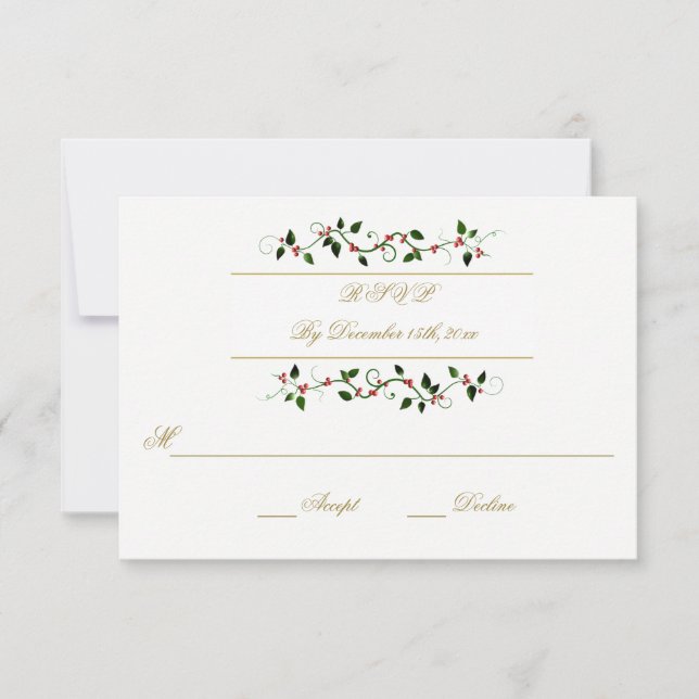 Respuesta RSVP de Boda de Invierno de navidades (Anverso)