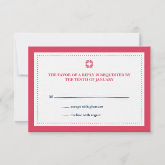 Respuesta rsvp de boda de la marina roja con punto