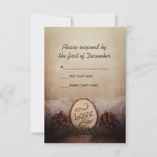 Respuesta RSVP de boda de pinos y bosques rusos (Anverso)