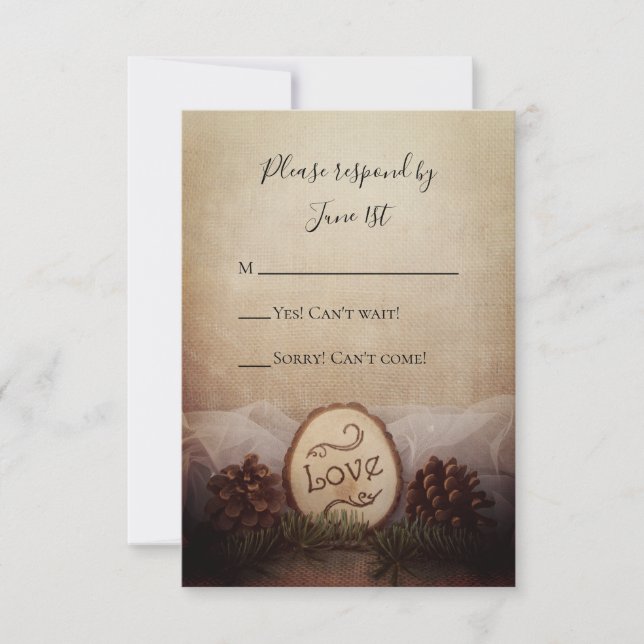 Respuesta RSVP de boda de pinos y bosques rusos (Anverso)
