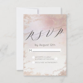 Respuesta RSVP de Boda de Relieve metalizado Rosa 