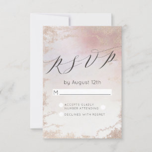 Respuesta RSVP de Boda de Relieve metalizado Rosa 