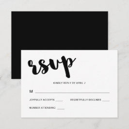 Respuesta Rsvp de Boda de Tipografía Negra y Blanc