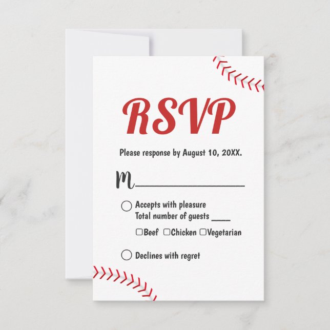 Respuesta RSVP de Boda Deportiva Temática de Béisb (Anverso)