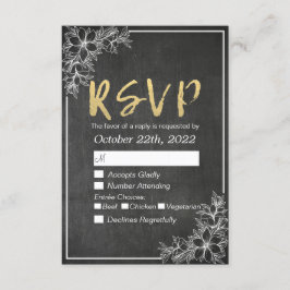 Respuesta RSVP de Boda Floral con guión de oro