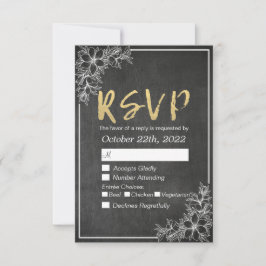 Respuesta RSVP de Boda Floral con guión de oro