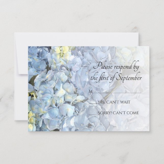 Respuesta RSVP de Boda Floral de Hidrangea Azul (Anverso)