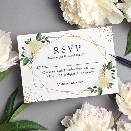 Respuesta RSVP de Boda Floral de Marfil Verde con