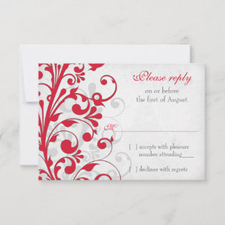Respuesta RSVP de Boda Floral Gris Gris de Plata R