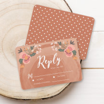 Respuesta RSVP de Boda Floral Rústica de Madera Ma
