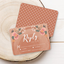 Respuesta RSVP de Boda Floral Rústica de Madera Ma