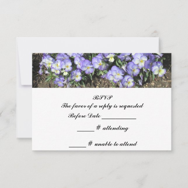 Respuesta RSVP de bodas de pansies (Anverso)