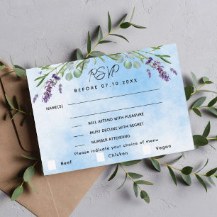 Respuesta RSVP de bodas en el menú azul de Lavende