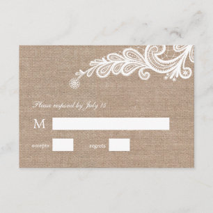 Respuesta RSVP de Burlap and Lace Wedding