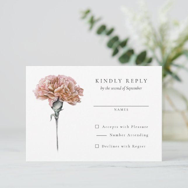 Respuesta RSVP de casamiento de filiación rosa de  (Anverso de pie)