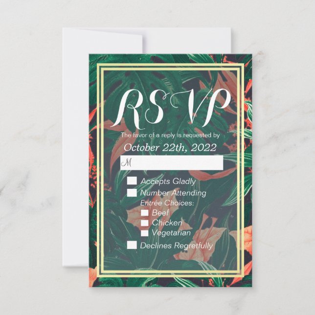 Respuesta RSVP de casamiento de marco de Relieve m (Anverso)
