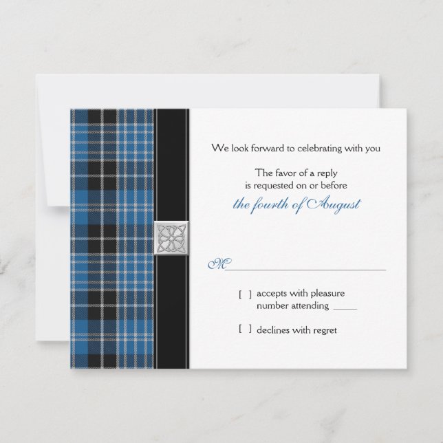 Respuesta RSVP de Celtic Clark Tartan Wedding (Anverso)