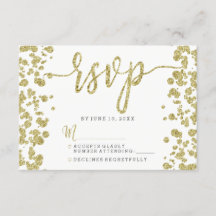 Respuesta RSVP de Confetti blanco y oro