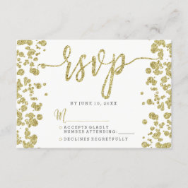 Respuesta RSVP de Confetti blanco y oro