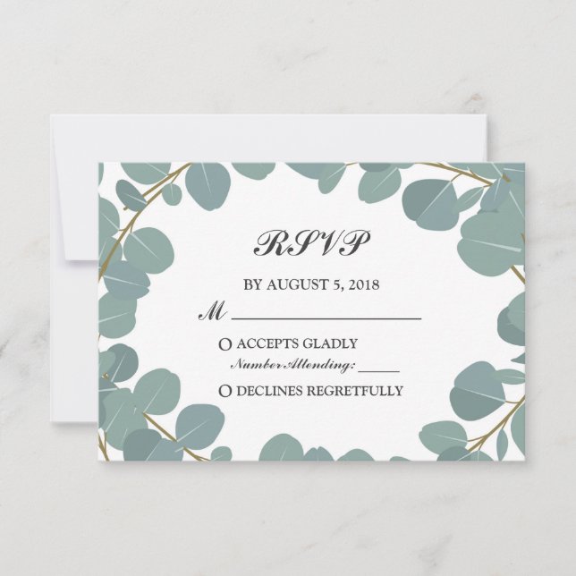 Respuesta RSVP de Eucalyptus Wreath Greenery Weddi (Anverso)