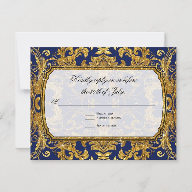 Respuesta RSVP de Faux Gold Art Nouveau Naval Vint (Anverso)