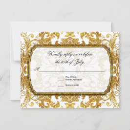 Respuesta RSVP de Faux Gold Purpurina Ticket Vinta