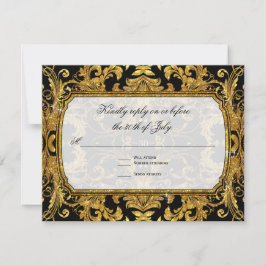 Respuesta RSVP de Faux Gold Purpurina Ticket Vinta