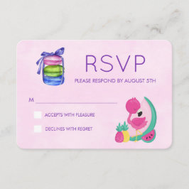 Respuesta RSVP de Flamingo Rosa con Frutos y Macar