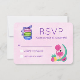 Respuesta RSVP de Flamingo Rosa con Frutos y Macar
