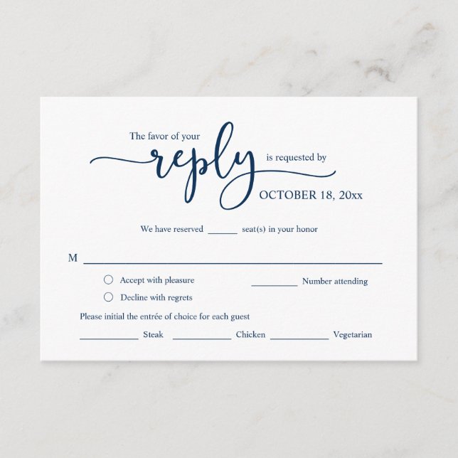 Respuesta RSVP de invitación de boda, tarjeta de o (Anverso)