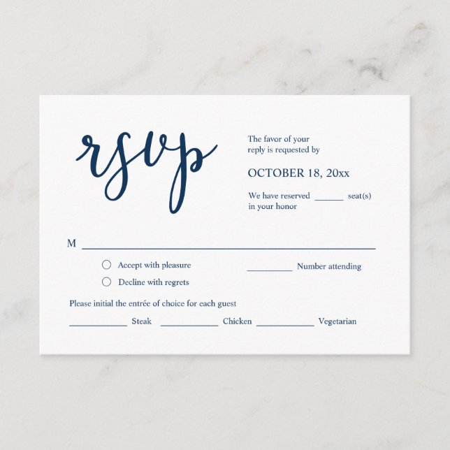 Respuesta RSVP de invitación de boda, tarjeta de o (Anverso)