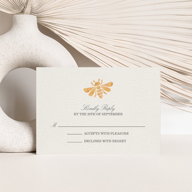 Respuesta RSVP de la boda acuarela de la abeja dor (Subido por el creador)