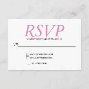 Respuesta RSVP de la boda blanca rosa lisa