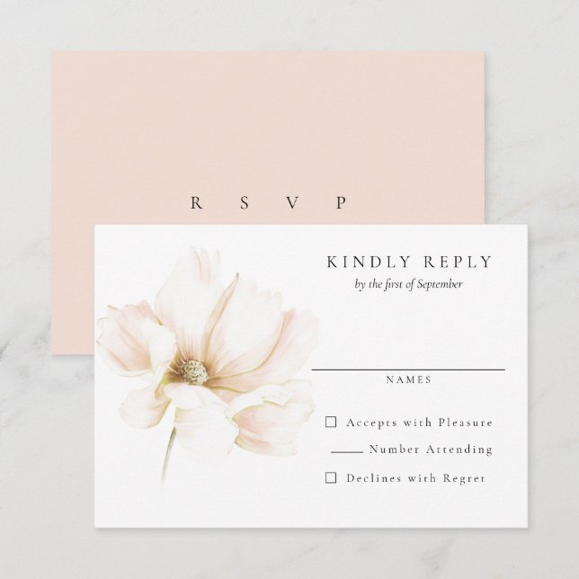 Respuesta RSVP de la boda de flor rosa de Rubor (Anverso / Reverso)