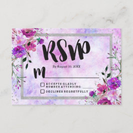 Respuesta RSVP de la boda de marco morado floral y