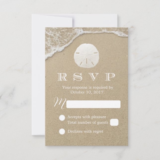 Respuesta RSVP de la boda de Sand Dollar Beach (Anverso)