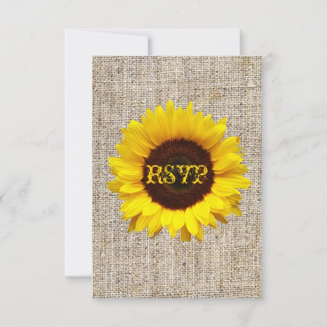 Respuesta RSVP de la boda del girasol del país (Anverso)