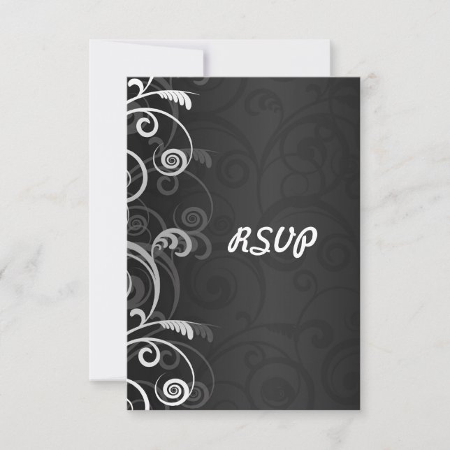 Respuesta RSVP de la boda floral moderna en blanco (Anverso)