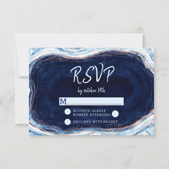 Respuesta RSVP de la boda Geode de la Agata Azul d (Anverso)