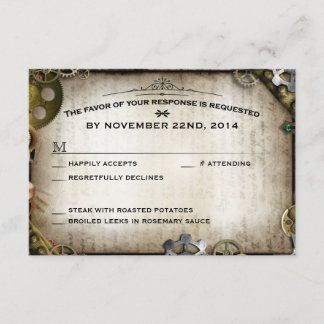 Respuesta RSVP de la boda victoriana Steampunk Gea