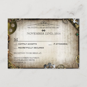 Respuesta RSVP de la boda victoriana Steampunk Gea