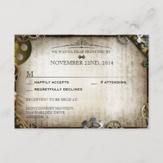 Respuesta RSVP de la boda victoriana Steampunk Gea