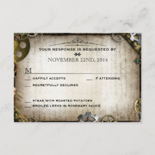 Respuesta RSVP de la boda victoriana Steampunk Gea