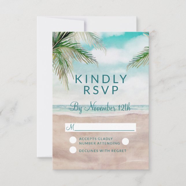 Respuesta RSVP de la Brisa de la Isla Pintada Boda (Anverso)