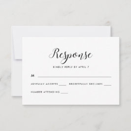 Respuesta Rsvp de la minimalista Boda Negra y Blan