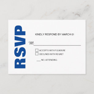 Respuesta RSVP de la moderna boda blanca azul