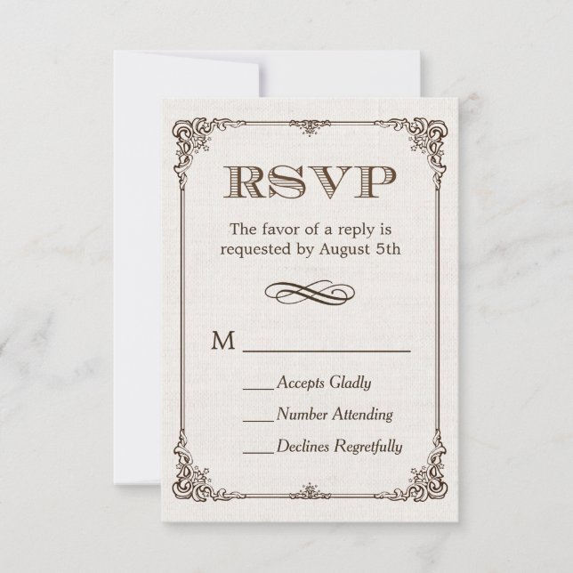 Respuesta RSVP de marco vintage de marfil (Anverso)