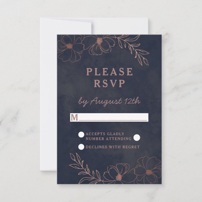 Respuesta RSVP de Moda de Boda de Relieve metaliza (Anverso)