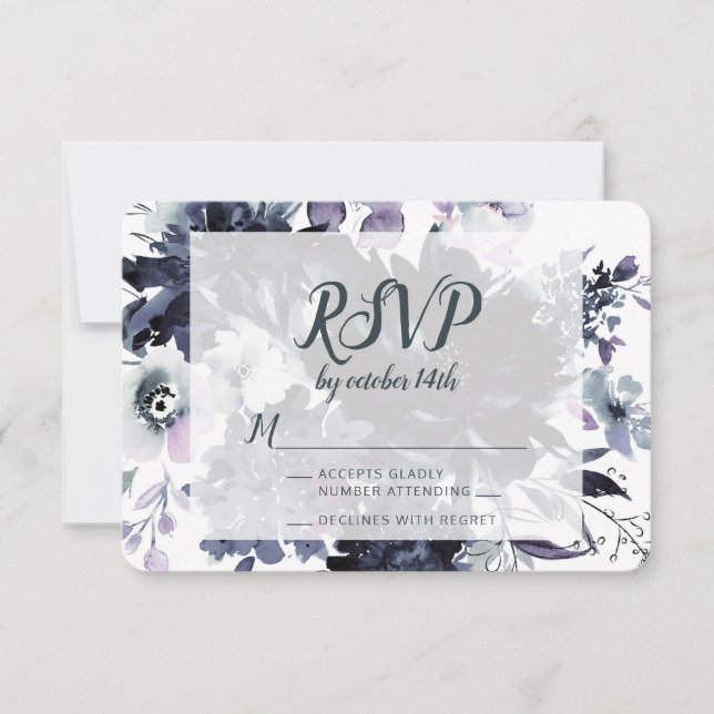 Respuesta RSVP de nubes florales nocturales de nub (Anverso)