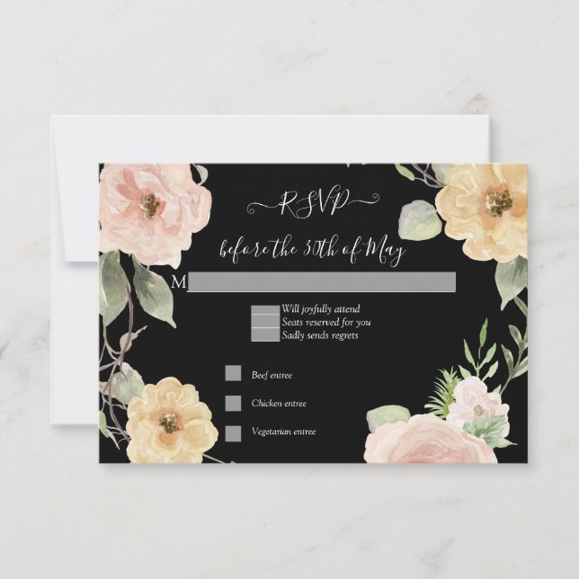 Respuesta RSVP de RSVP rosa rosa rosa rosa amarill (Anverso)